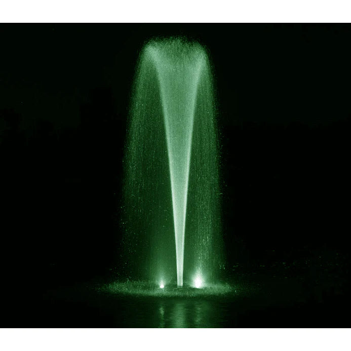 night picture of airmax ecoseries fountain 1/2hp classic 2 light kit green | Your Pond Pros