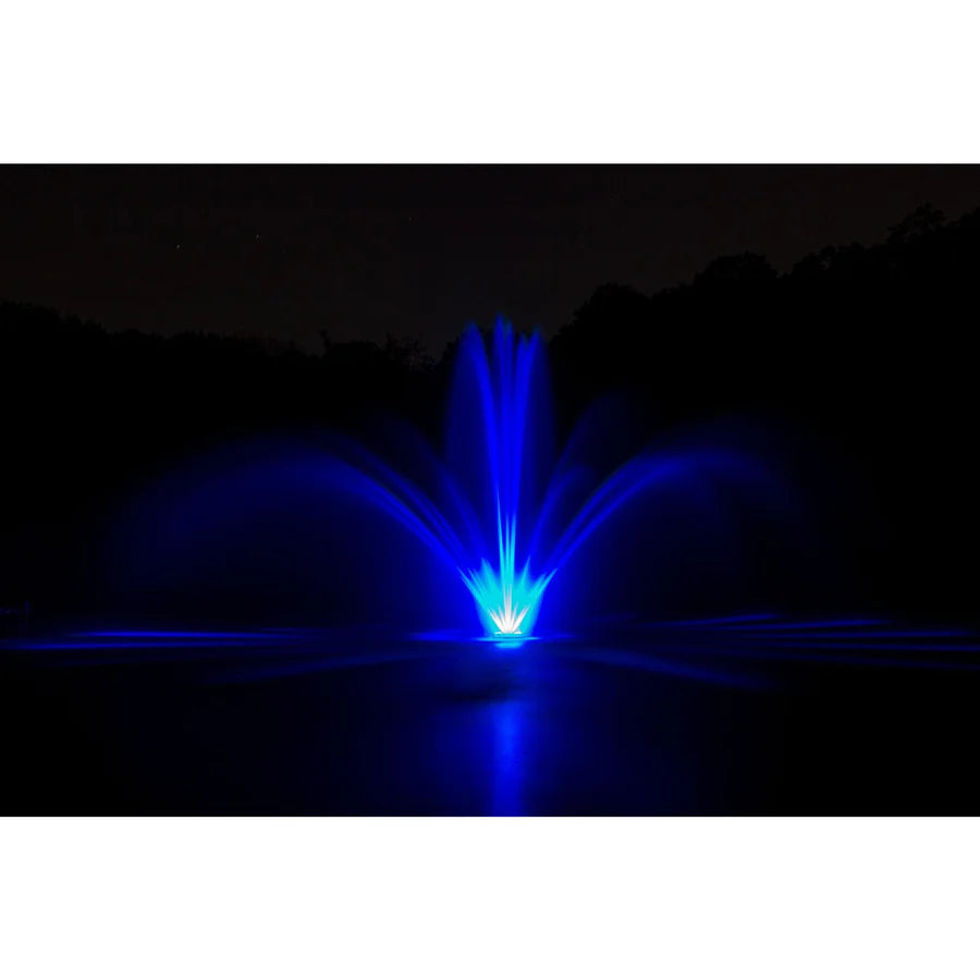 Your Pond Pros | Bearon Aquatics Fountain at night with Blue Lights
