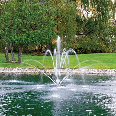 Airmax EcoSeries Double Arch & Geyser Fountain Nozzle head operating in pond | Your Pond Pros
