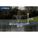 Kasco J Series Pond Fountain 3/4 HP with Cypress spray pattern operating in Pond and showing height and width of spray pattern | Your Pond Pros