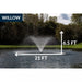 Kasco J Series Pond Fountain 3/4 HP with Willow spray pattern operating in Pond and showing height and width of spray pattern | Your Pond Pros