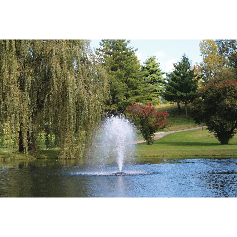 Kasco J Series Pond Fountain 3/4 HP with Birch spray pattern operating in Pond | Your Pond Pros