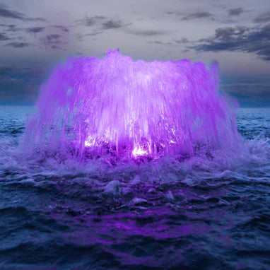 Kasco Surface Aerator on Water with Purple LED On | Your Pond Pros
