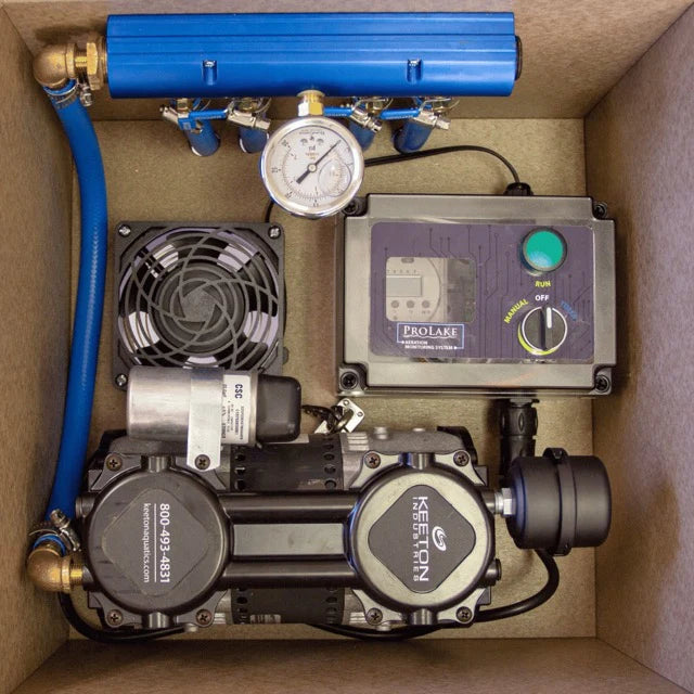 ProLake 1.1 Aeration System Cabinet Internal View Showing Compressor  | Your Pond Pros