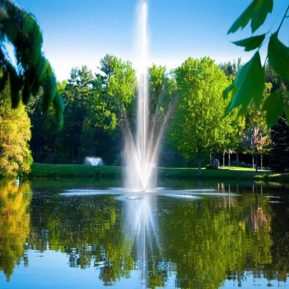 Fountain in pond using the Scott Aerator Atriarch Nozzle | Your Pond Pros