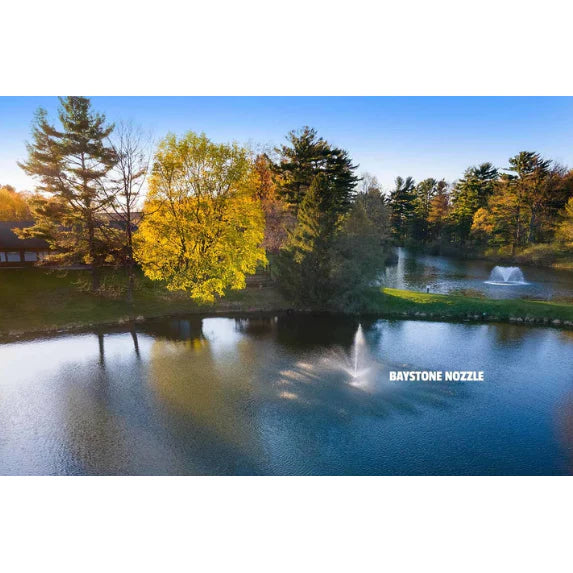 Your Pond Pros | Image of the Scott Aerator The Great Lakes Fountain in use in pond with Baystone Nozzel