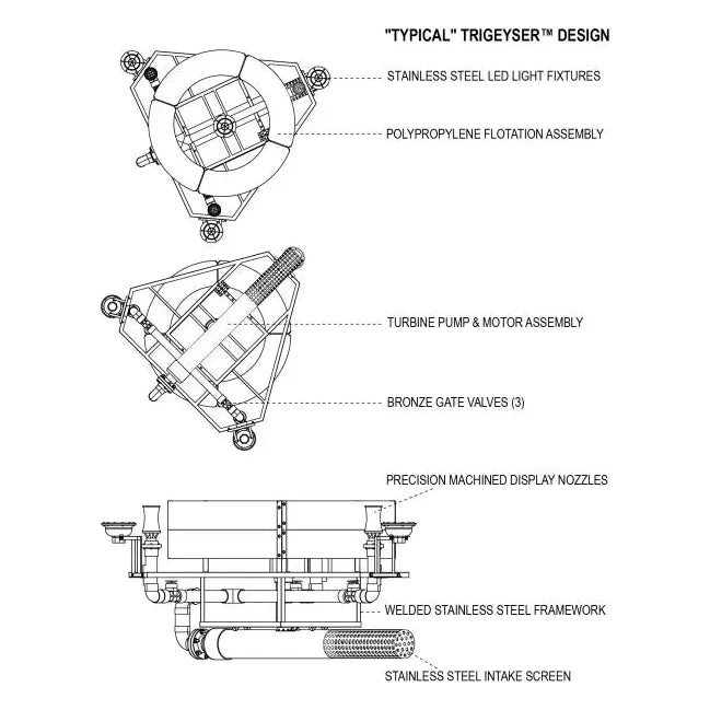 Vertex TriGeyser Floating Pond Fountain Fountain Vertex