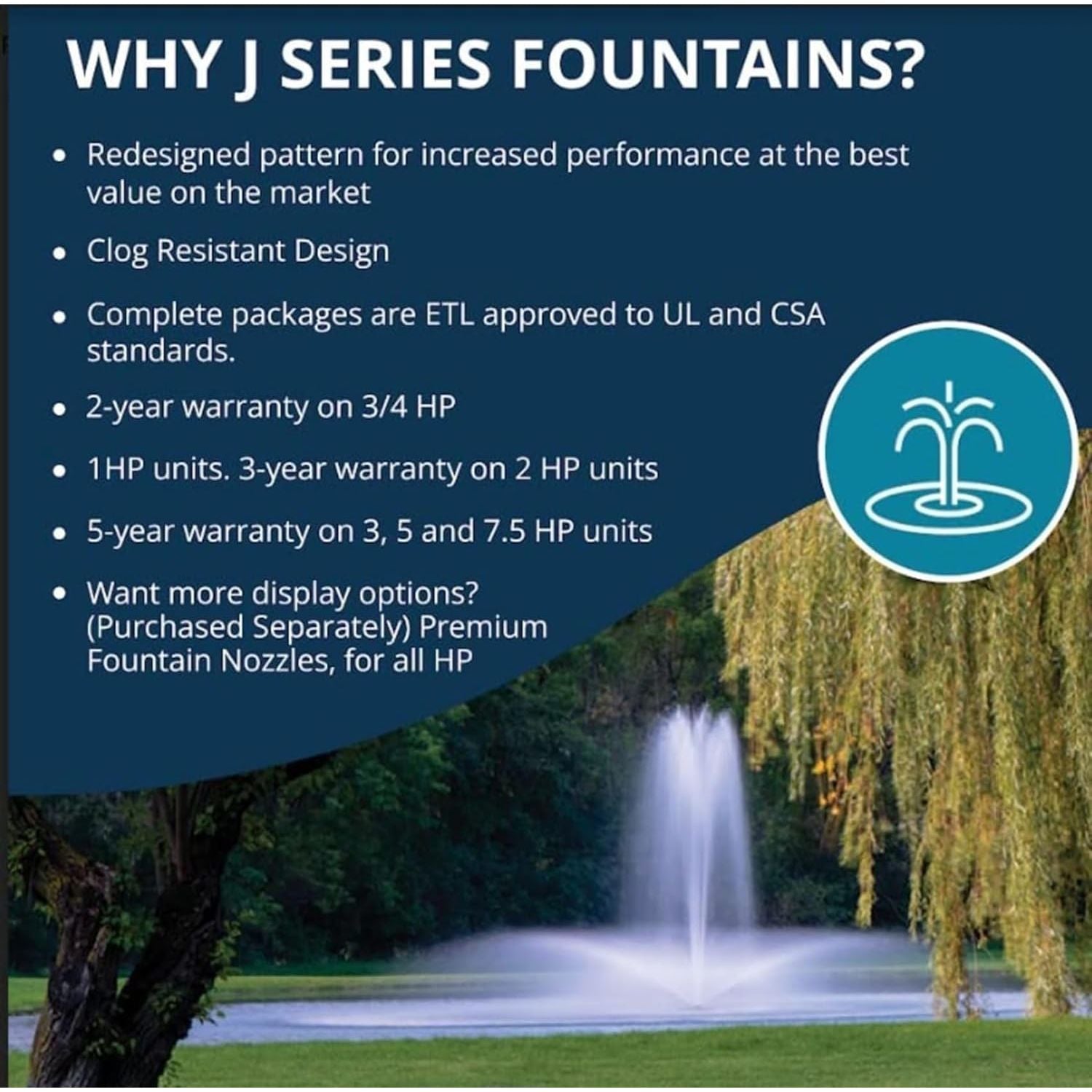 Kasco J Series Pond Fountain 1 HP