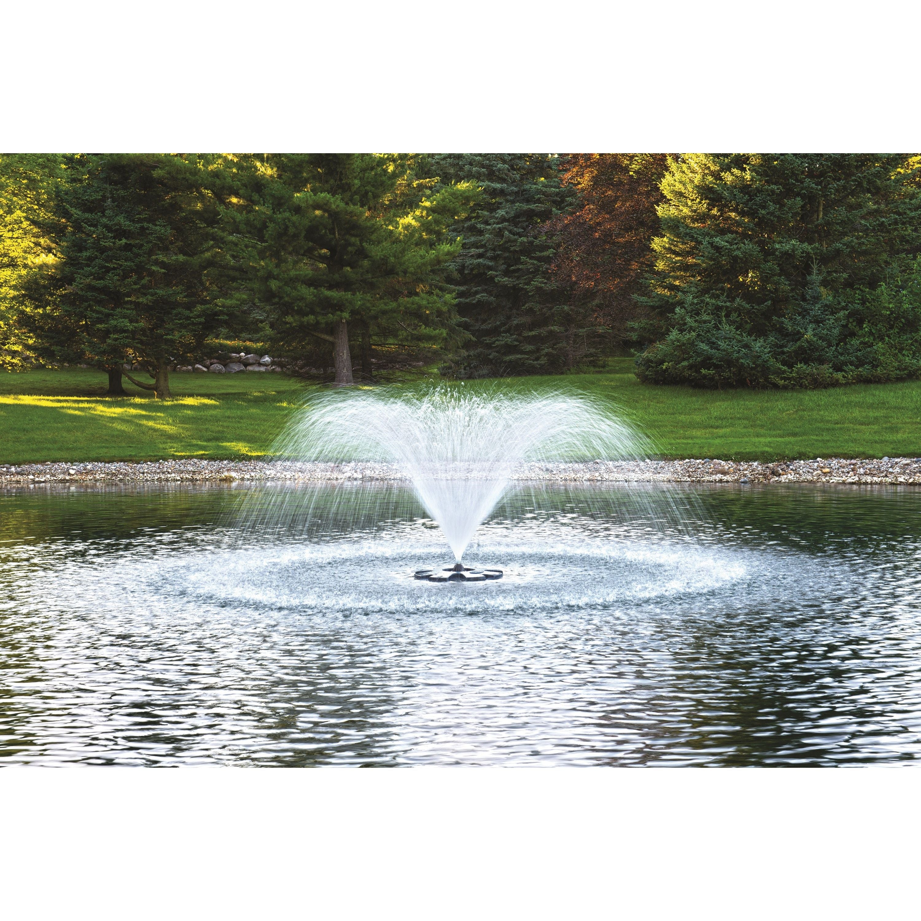 Airmax EcoSeries 1/2 HP Pond Fountain With Classic Pattern Operating in Pond | Your Pond Pros
