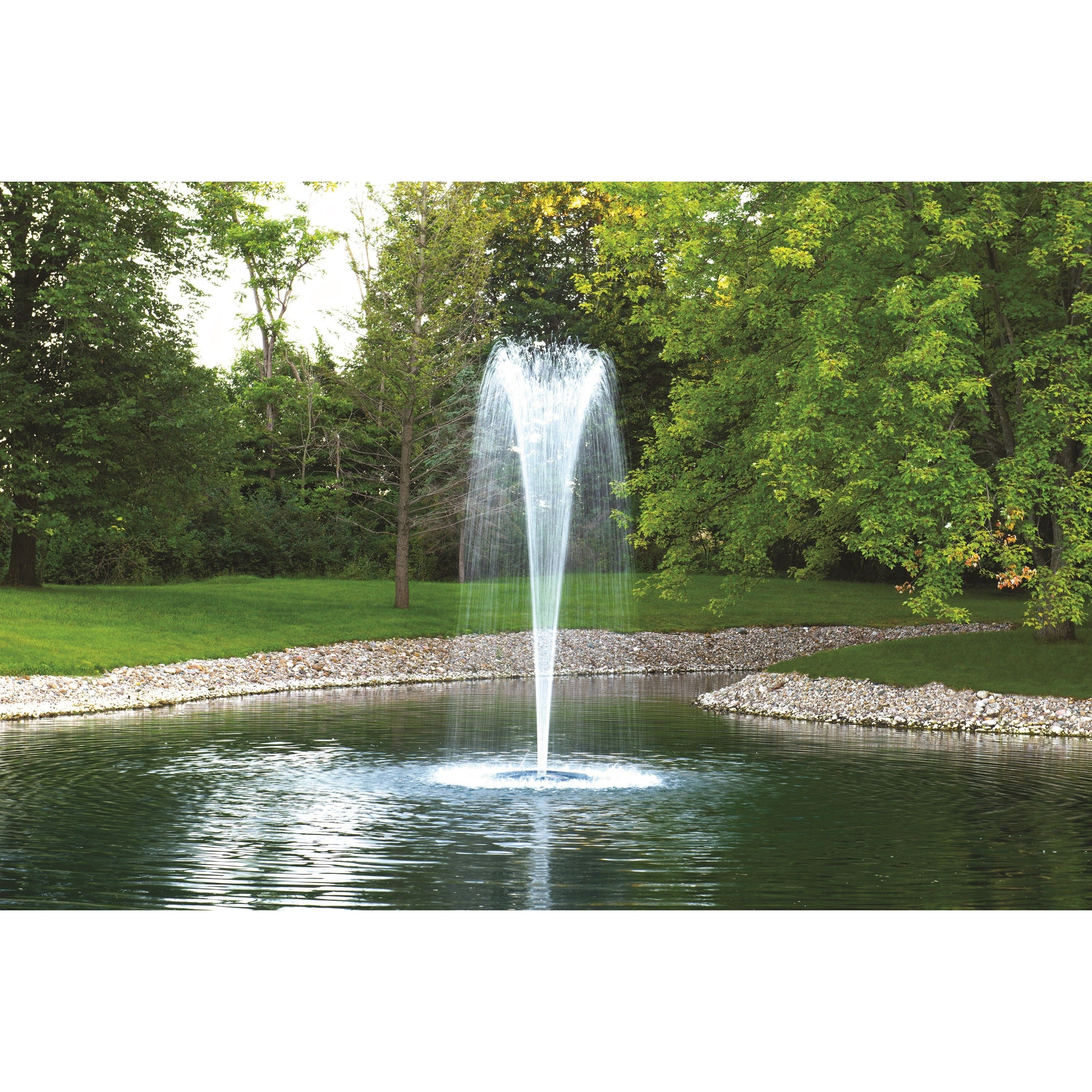 Airmax EcoSeries 1/2 HP Pond Fountain With Trumpet Pattern Operating in Pond | Your Pond Pros
