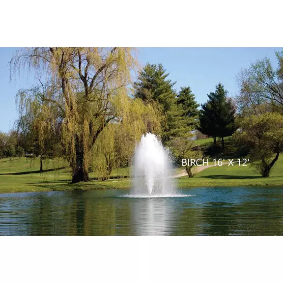 Kasco J Series 3 HP Floating Fountain 3.1JF with Birch Pattern spraying in pond | Your Pond Pros