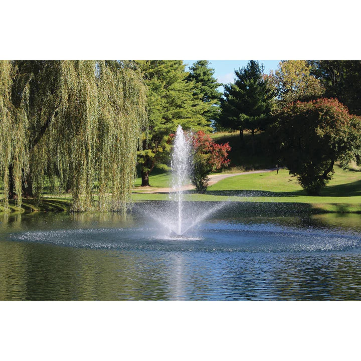 Kasco J Series Pond Fountain 1 HP with Linden spray attachment operating in pond | Your Pond Pros