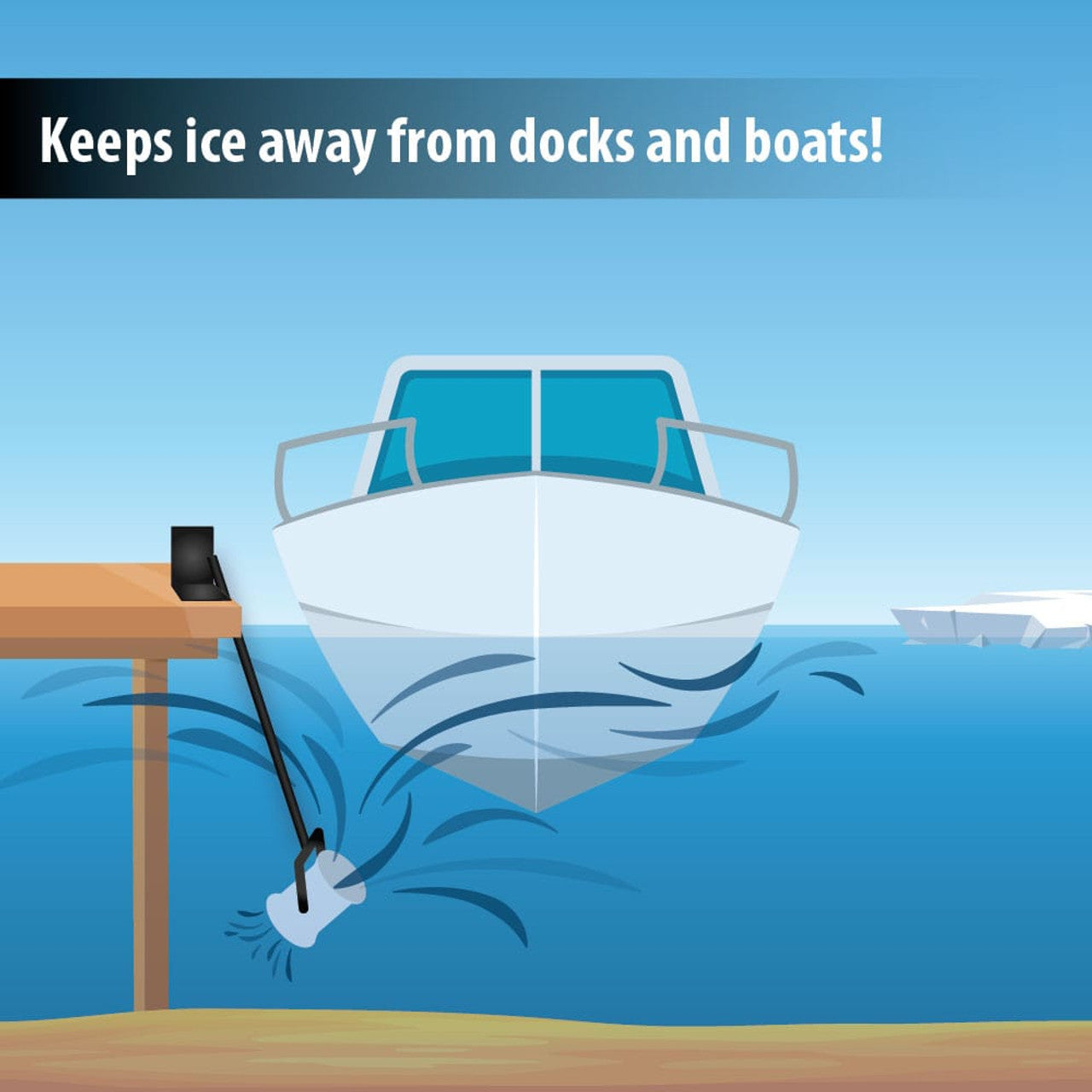 Your Pond Pros | Image of Bearon Aquatics Ice-Eater beneath boat pushing water